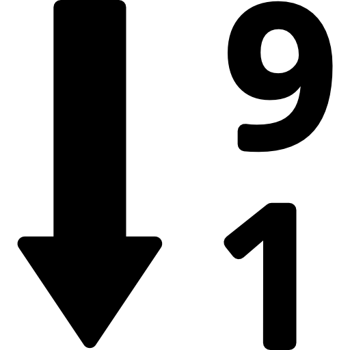 botón de interfaz numérico de clasificación descendente  icono
