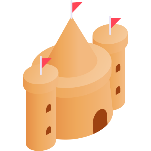 castillo de arena Gradient Isometric Gradient icono
