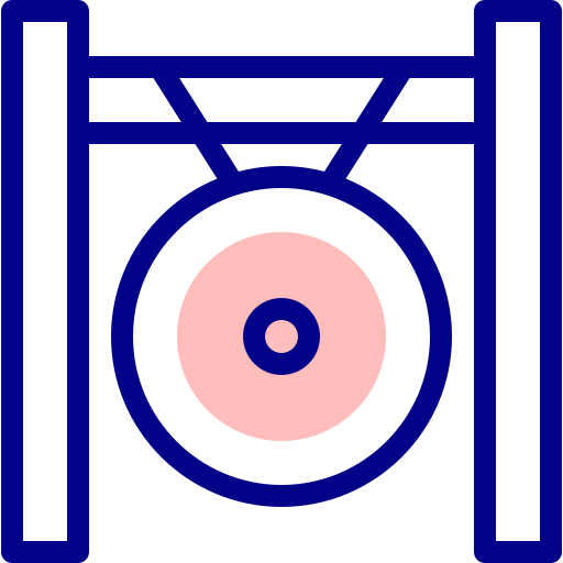 gong Detailed Mixed Lineal color icono
