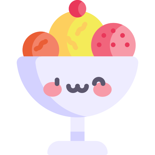 Ice cream cup Kawaii Flat icon