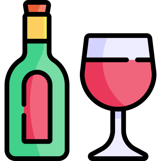 wijn Kawaii Lineal color icoon