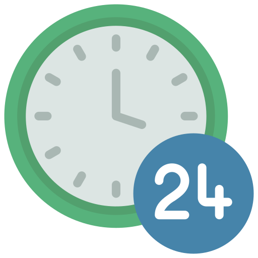 24 hour clock Juicy Fish Flat icon