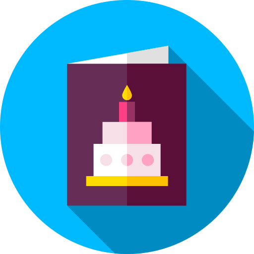 verjaardagsuitnodiging Flat Circular Flat icoon