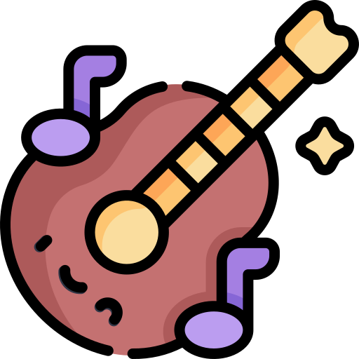 chitarra Kawaii Lineal color icona