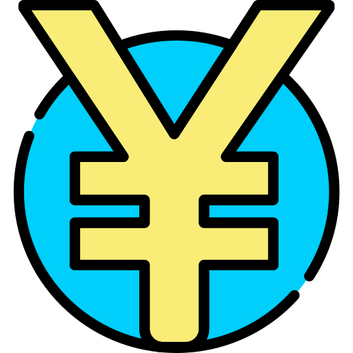 Yen symbol Generic Outline Color icon