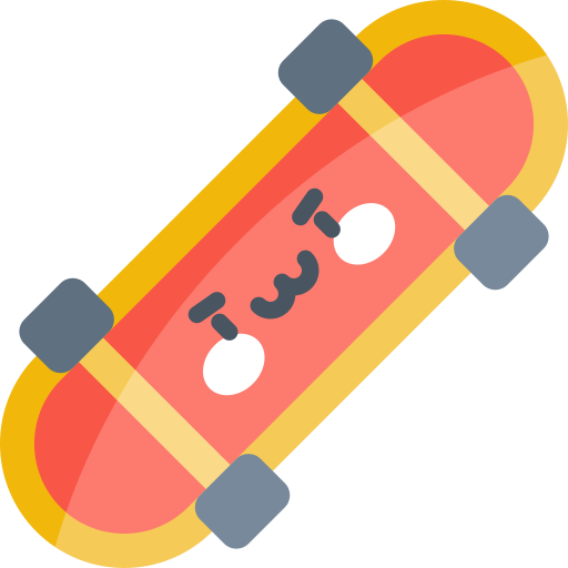 skateboard Kawaii Flat icoon