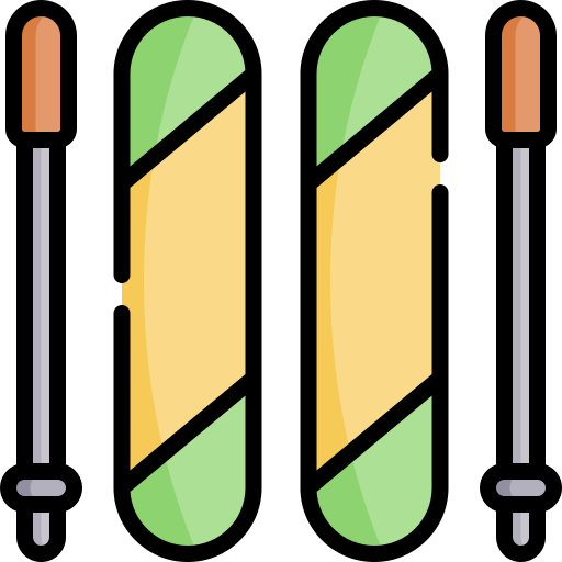 Ski equipment Kawaii Lineal color icon