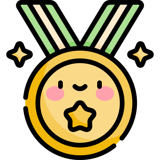 medalla de oro Kawaii Lineal color icono