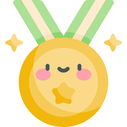 gouden medaille Kawaii Flat icoon