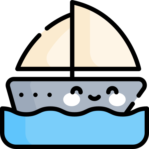 barca a vela Kawaii Lineal color icona