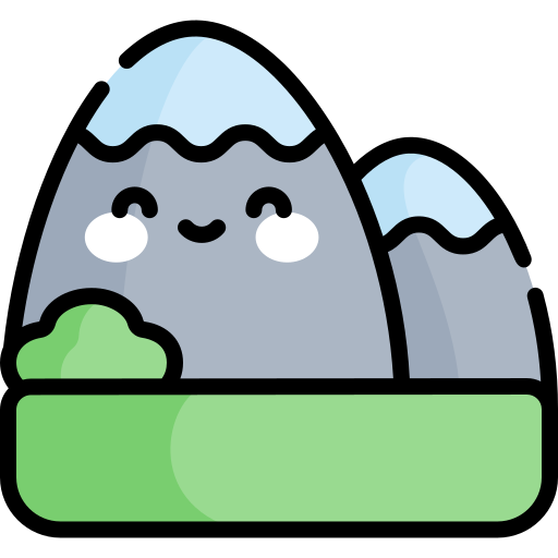 montaña Kawaii Lineal color icono