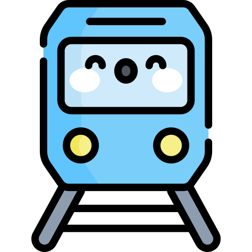 trein Kawaii Lineal color icoon