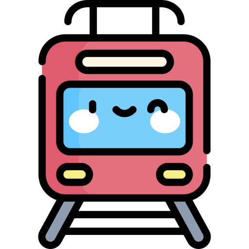 Трамвай Kawaii Lineal color иконка