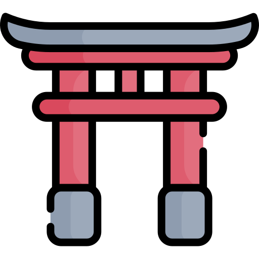 japońska brama Kawaii Lineal color ikona