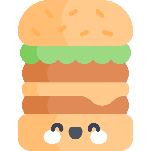 hamburguesa Kawaii Flat icono