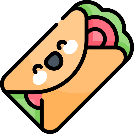 burrito Kawaii Lineal color icono