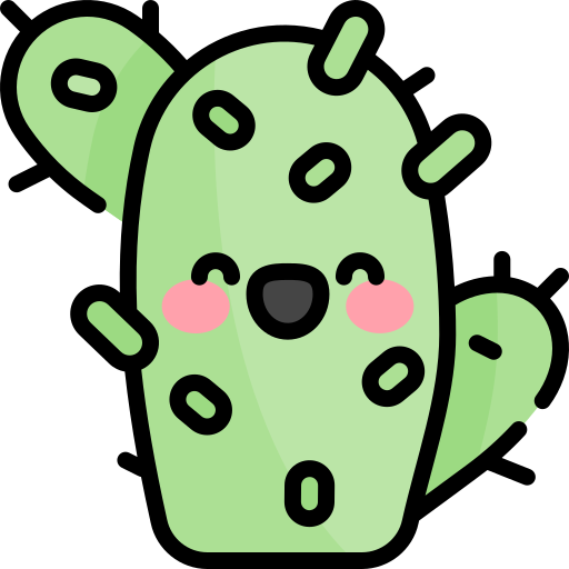 cactus Kawaii Lineal color icono