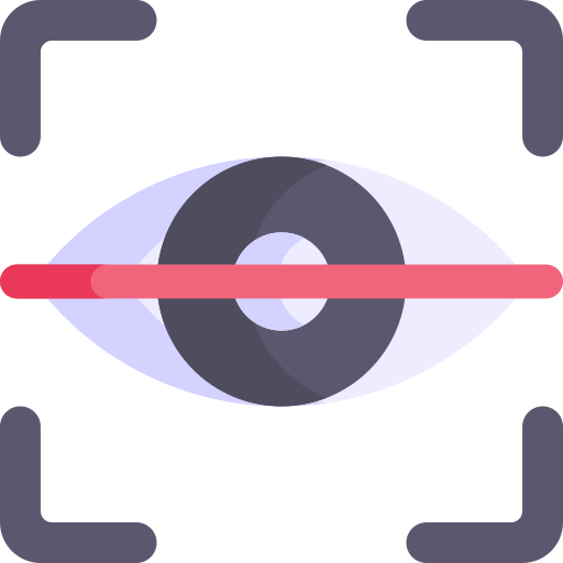 escáner de ojos Kawaii Flat icono