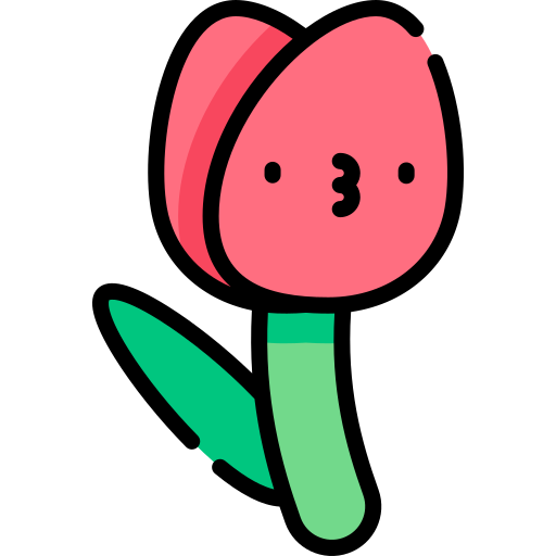 tulipan Kawaii Lineal color ikona