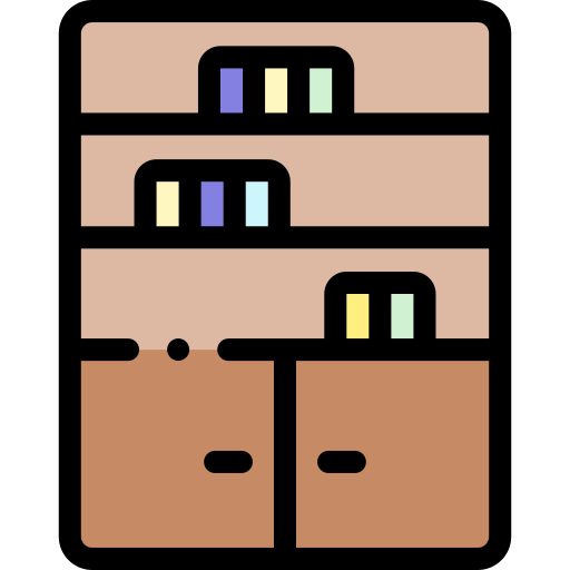 Bookcase Detailed Rounded Lineal color icon