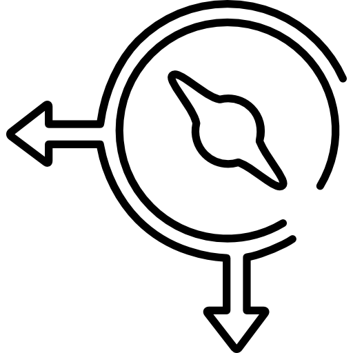 brújula de orientación logística signo ultrafino con flechas  icono
