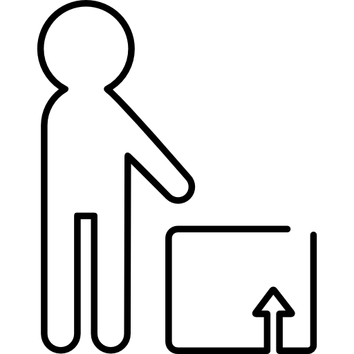 pudełko logistyczne i kontury osoby  ikona