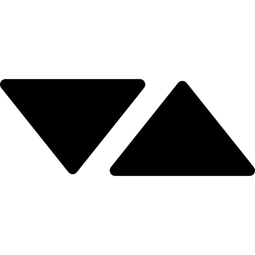 triángulos de flechas apuntando a lados opuestos  icono