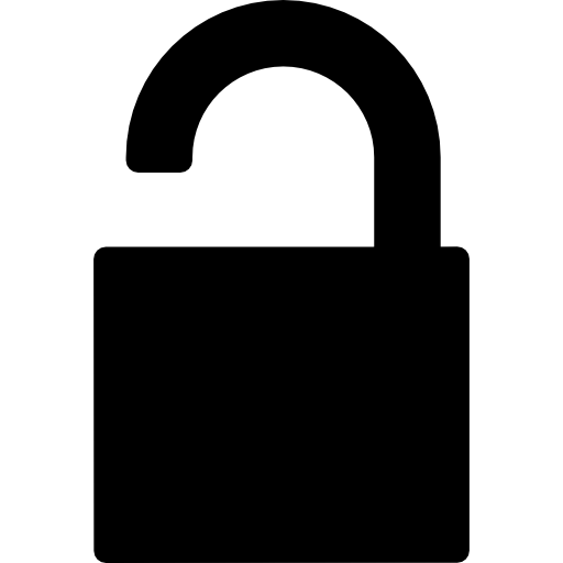 Unlocked padlock filled silhouette  icon