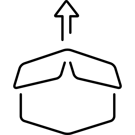 paquete de caja con contorno ultradelgado con flecha hacia arriba  icono