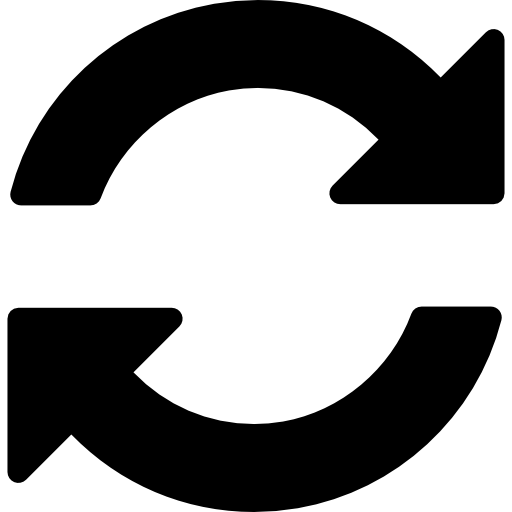 rotação do círculo de duas setas no sentido horário  Ícone