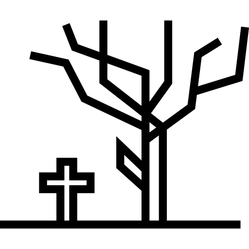 halloweenowe drzewo i krzyż grobowy  ikona