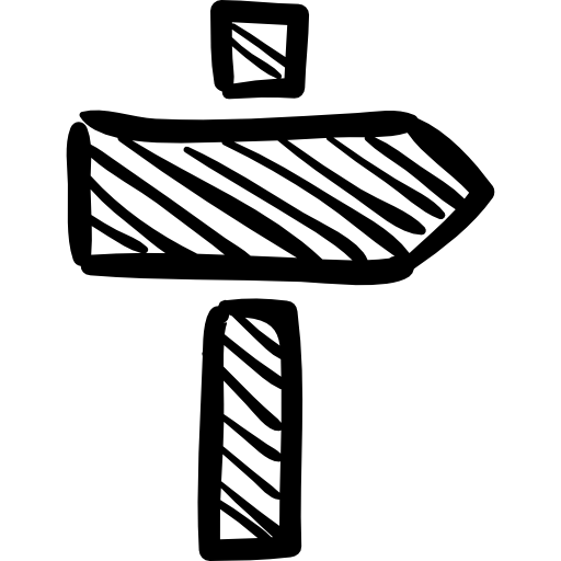 freccia destra su uno schizzo del palo  icona