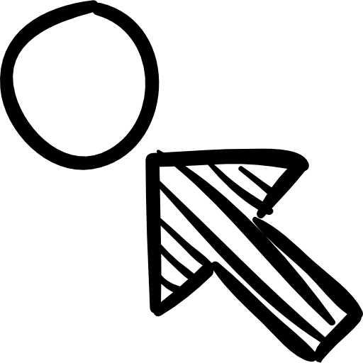 pfeil zeigt auf eine kreisskizze  icon