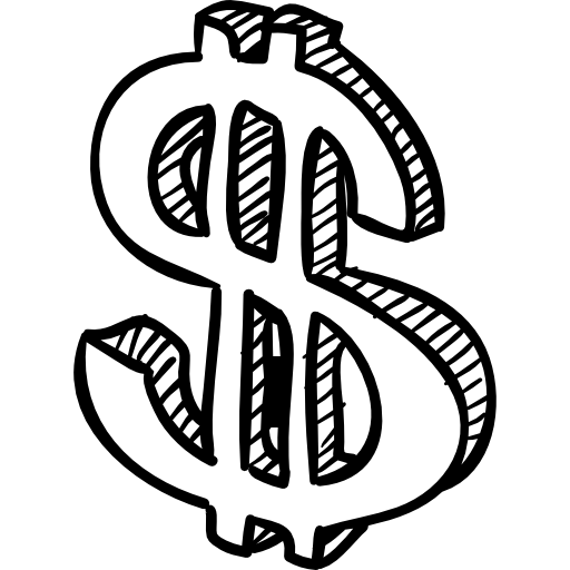 bosquejo de signo de moneda dólar  icono