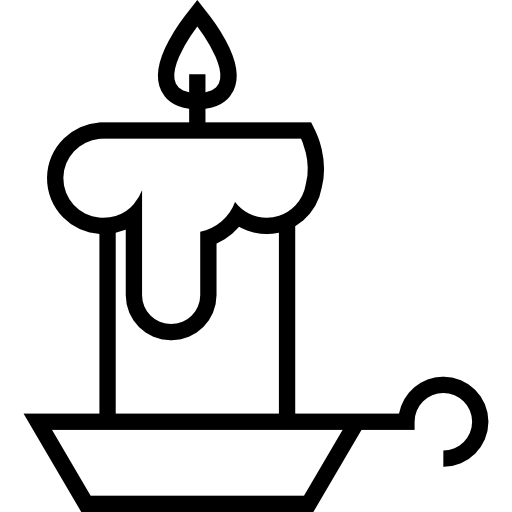 Burning candle on a candlestick outline  icon