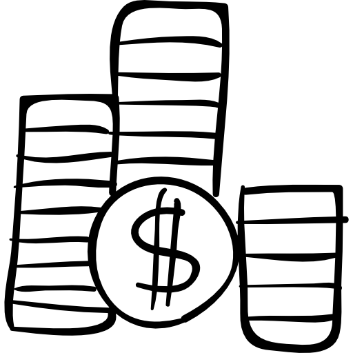 schizzo di pile di monete di dollari  icona
