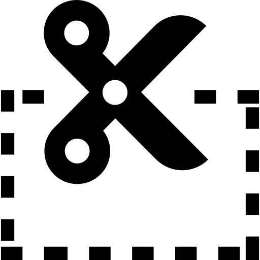 Scissors cutting a rectangle by broken line  icon