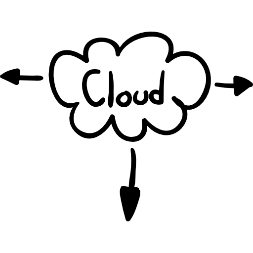 schizzo della nuvola di internet con le frecce  icona