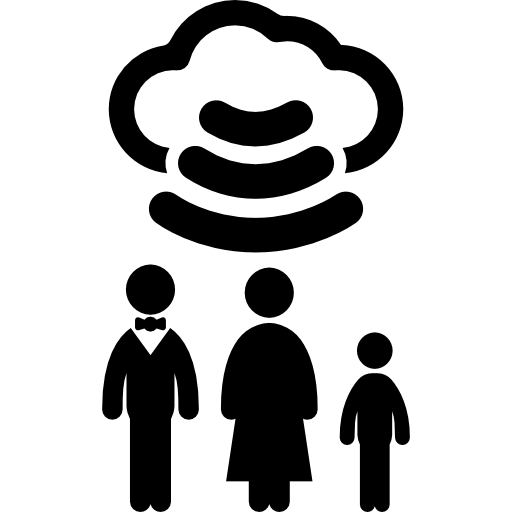 인터넷 클라우드에 wi-fi로 연결된 가족  icon