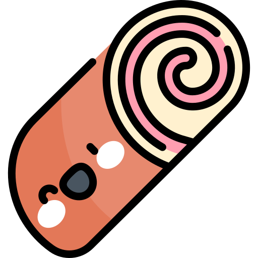 pastel de rollo Kawaii Lineal color icono