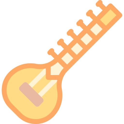 sitar Detailed color Lineal color icon