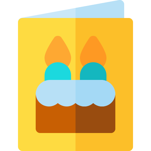 tarjeta de cumpleaños Basic Rounded Flat icono