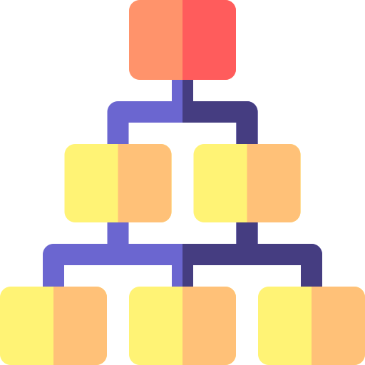 estructura jerarquica Basic Rounded Flat icono