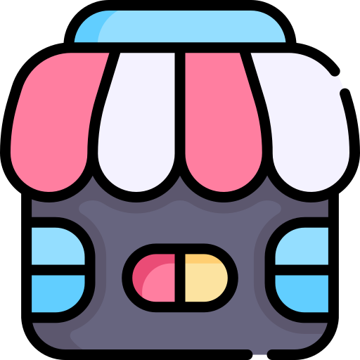 farmacia Kawaii Lineal color icono