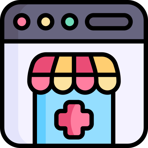 farmacia in linea Kawaii Lineal color icona