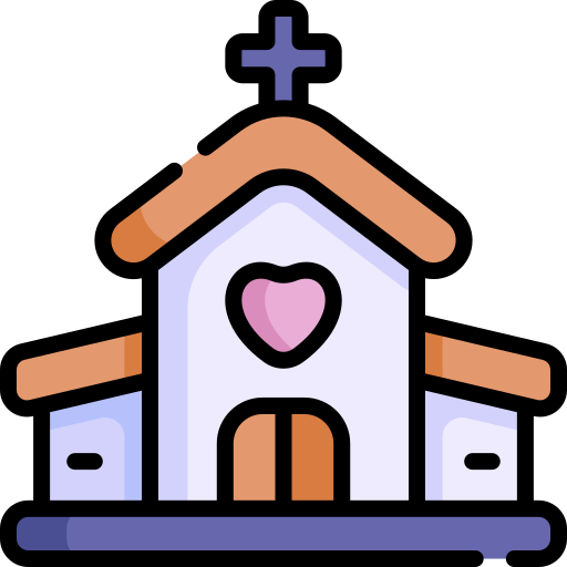 kościół Kawaii Lineal color ikona