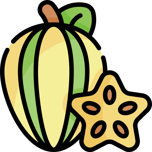 fruta estrella Kawaii Lineal color icono
