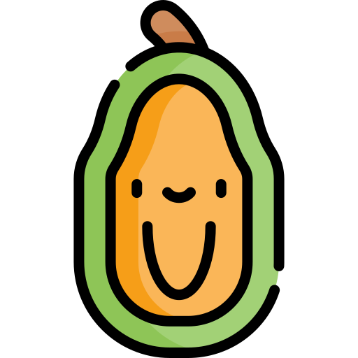 papaya Kawaii Lineal color icono