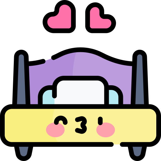 Двуспальная кровать Kawaii Lineal color иконка