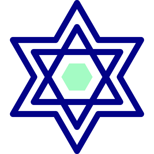 다윗의 별 Detailed Mixed Lineal color icon